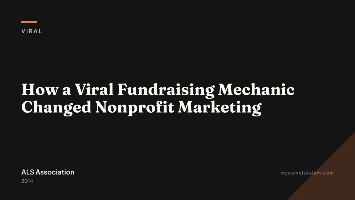 “How a Viral Fundraising Mechanic Changed Nonprofit Marketing” — ALS Association viral case study title card (2014)