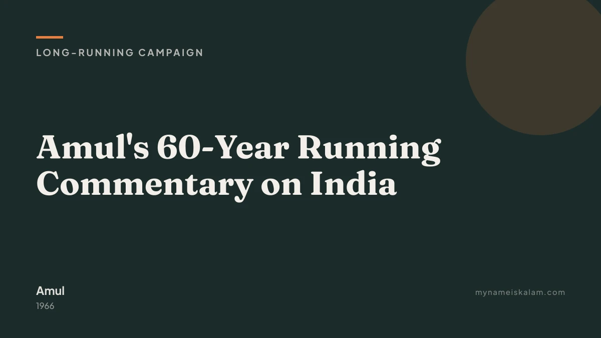 “Amul's 60-Year Running Commentary on India” — long-running campaign case study title card (1966)