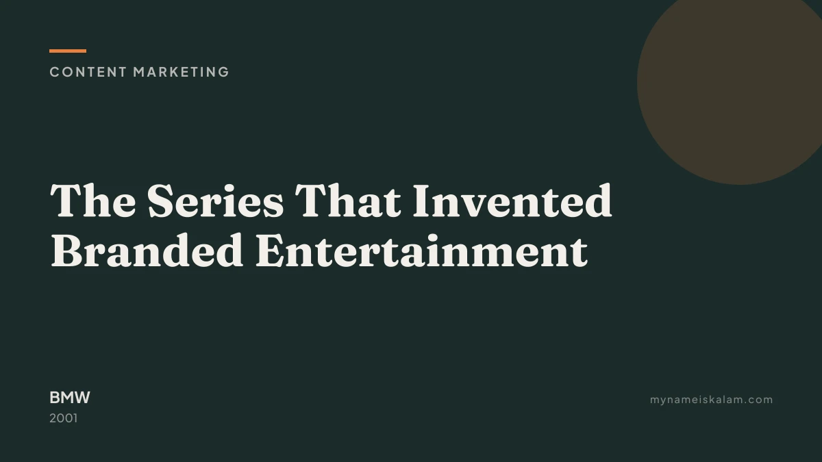 “The Series That Invented Branded Entertainment” — BMW content marketing case study title card (2001)