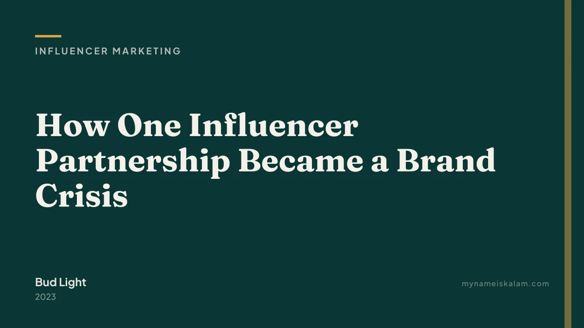 “How One Influencer Partnership Became a Brand Crisis” — Bud Light influencer marketing case study title card (2023)