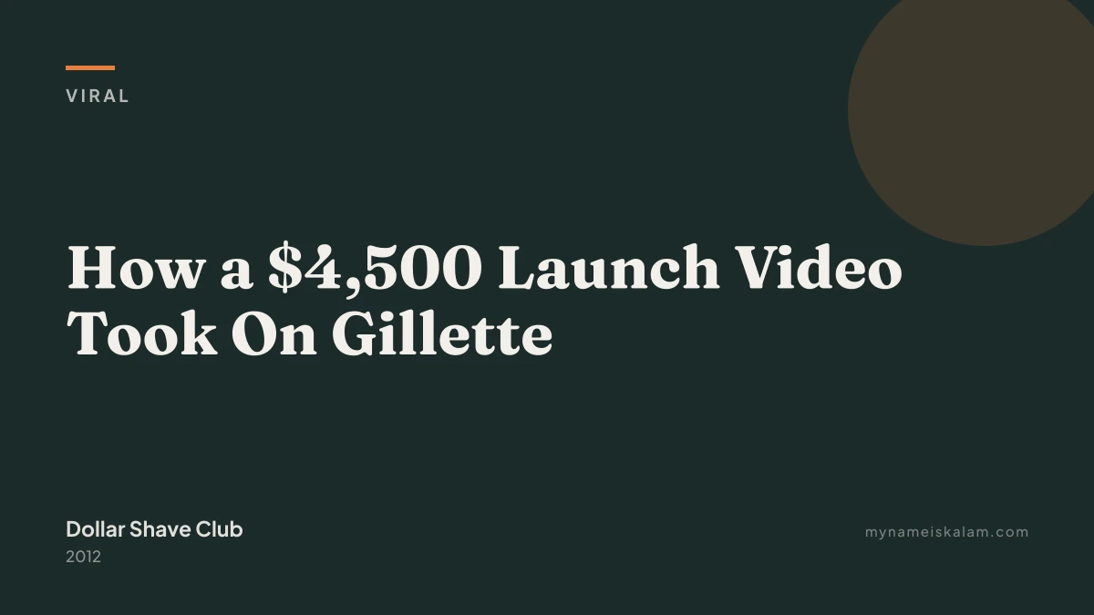 “How a $4,500 Launch Video Took On Gillette” — Dollar Shave Club viral case study title card (2012)