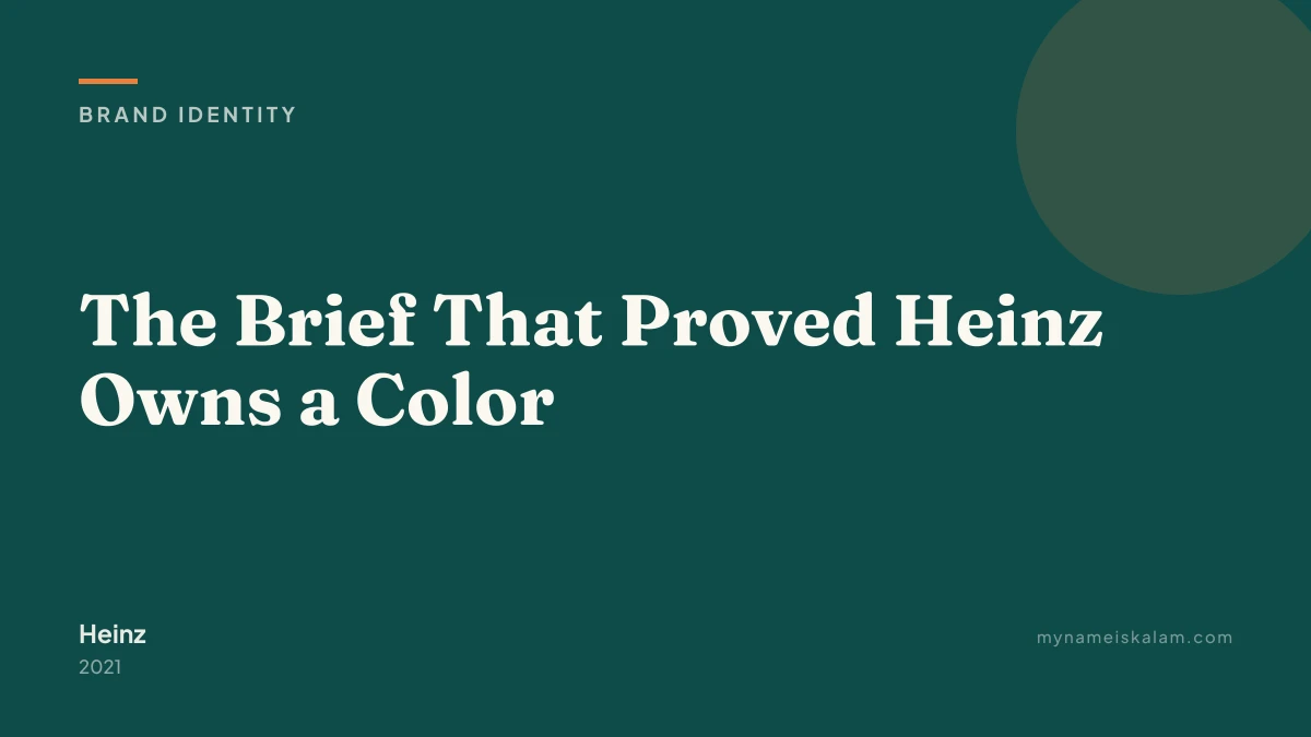 “The Brief That Proved Heinz Owns a Color” — brand identity case study title card (2021)