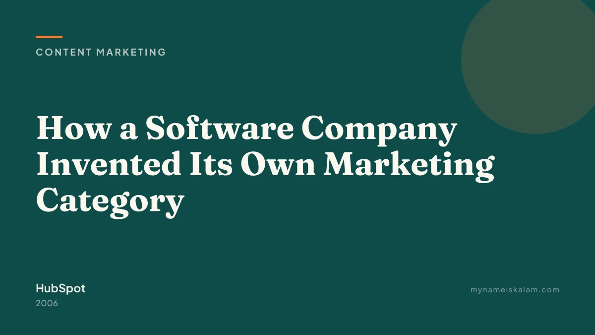 “How a Software Company Invented Its Own Marketing Category” — HubSpot content marketing case study title card (2006)