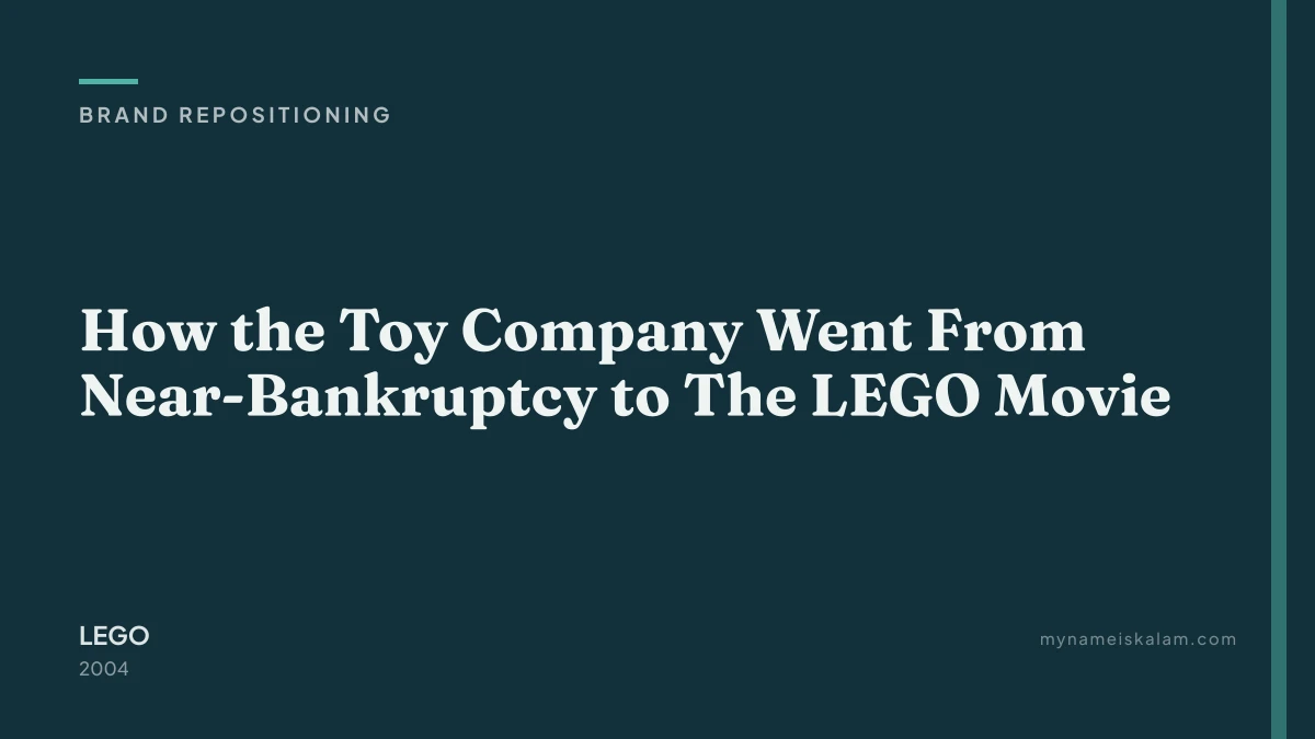 “How the Toy Company Went From Near-Bankruptcy to The LEGO Movie” - brand repositioning case study title card (2004)
