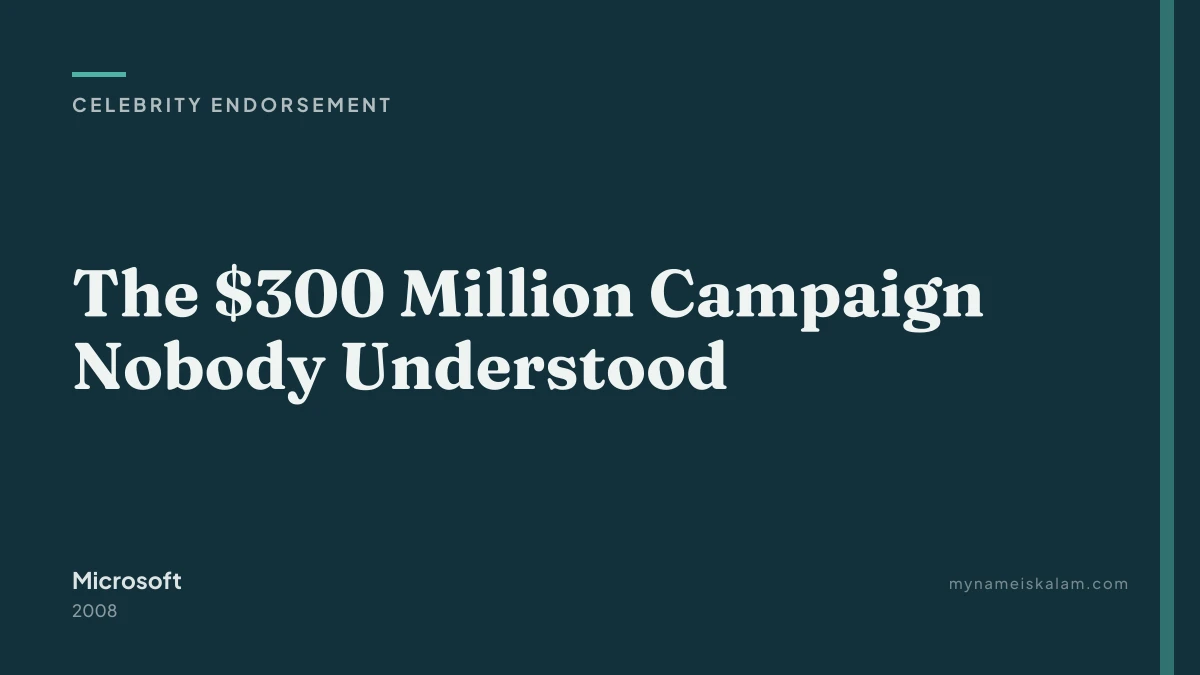 “The $300 Million Campaign Nobody Understood” — Microsoft celebrity endorsement case study title card (2008)