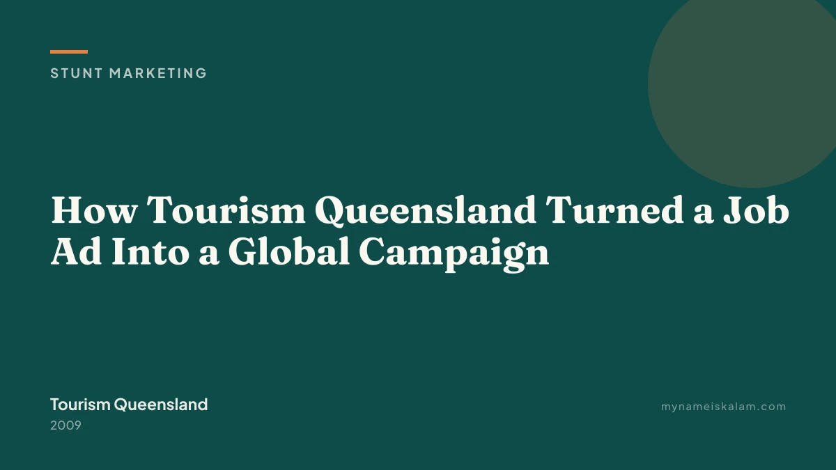 “Como Turismo de Queensland genero 368 millones en PR” - Tarjeta de título del caso de estudio de Tourism Queensland (2009)