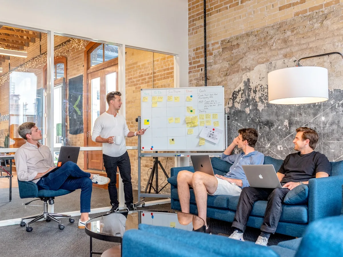 Sales pipeline visualization on a laptop screen in a modern office